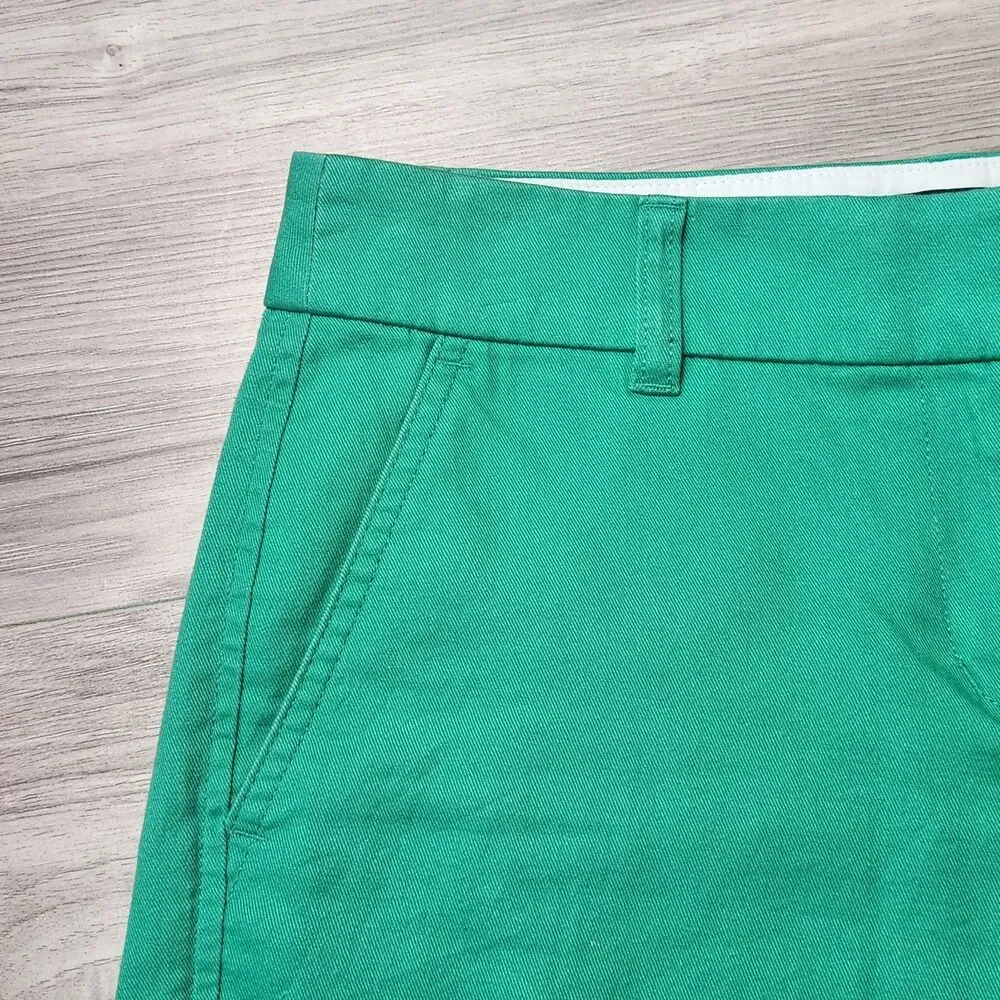 J.Crew Chino Shorts Women's Size 2 Green Cotton Classic Preppy Casual Summer